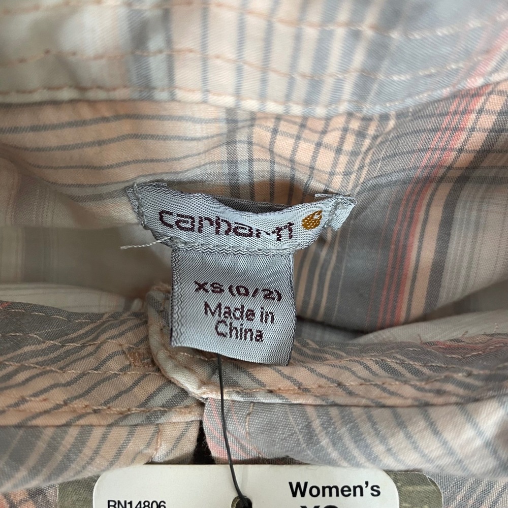 Carhartt Button Down Shirt‎ Womens Extra Small Roll Sleeve Plaid Western - Picture 4 of 16